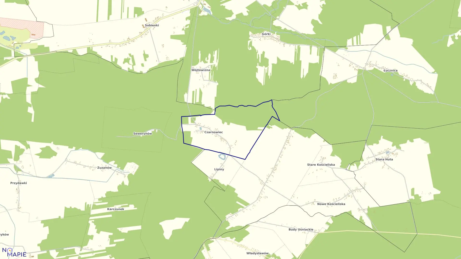 Mapa obrębu CZARNOWIEC gmina Osieck
