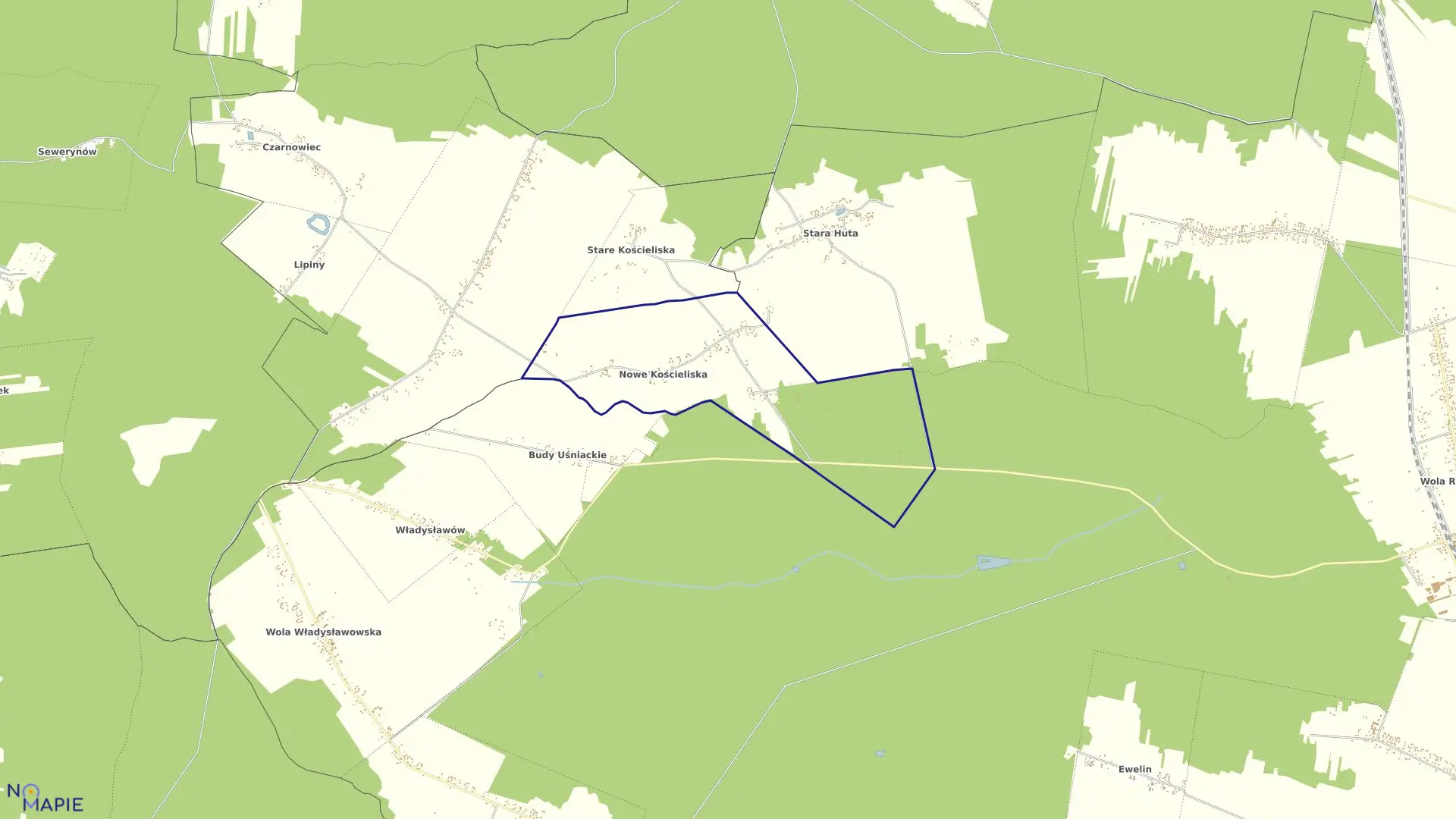 Mapa obrębu NOWE KOŚCIELISKA gmina Osieck