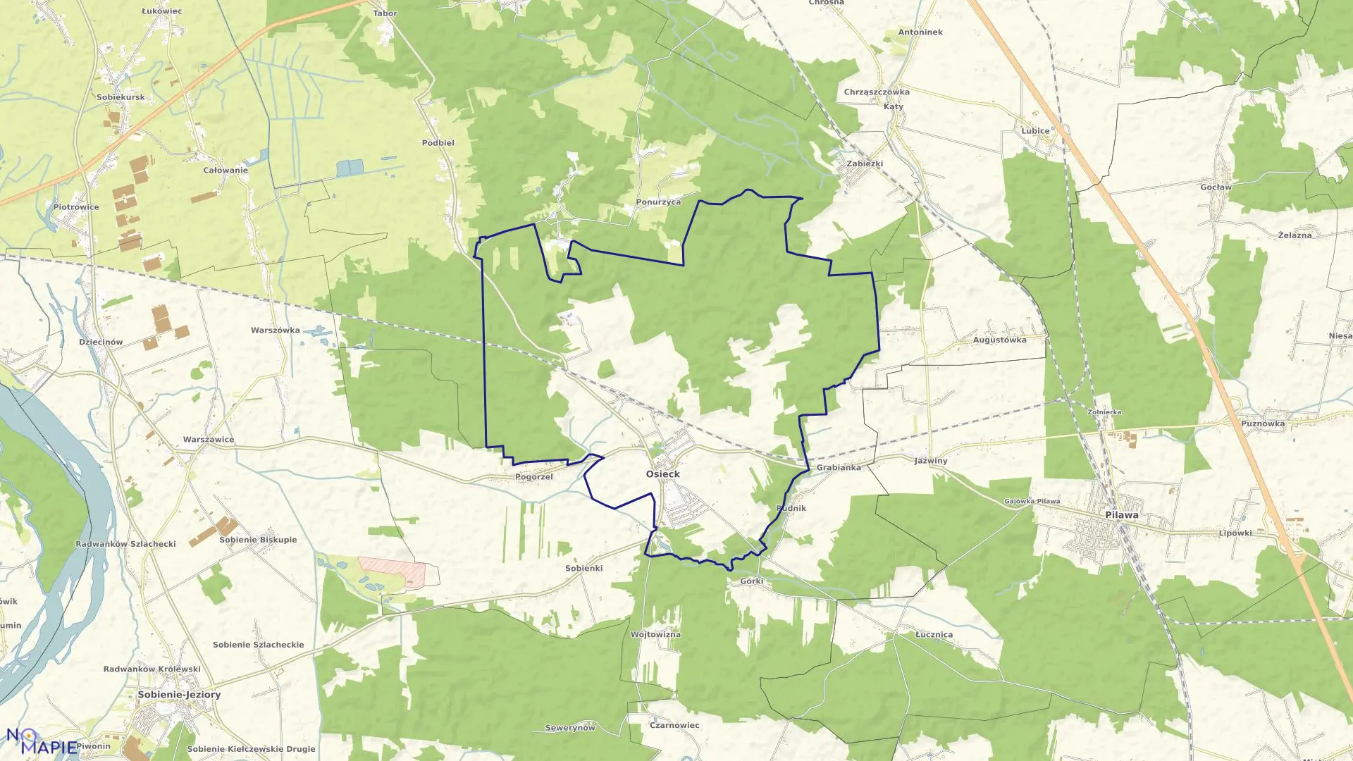 Mapa obrębu OSIECK gmina Osieck