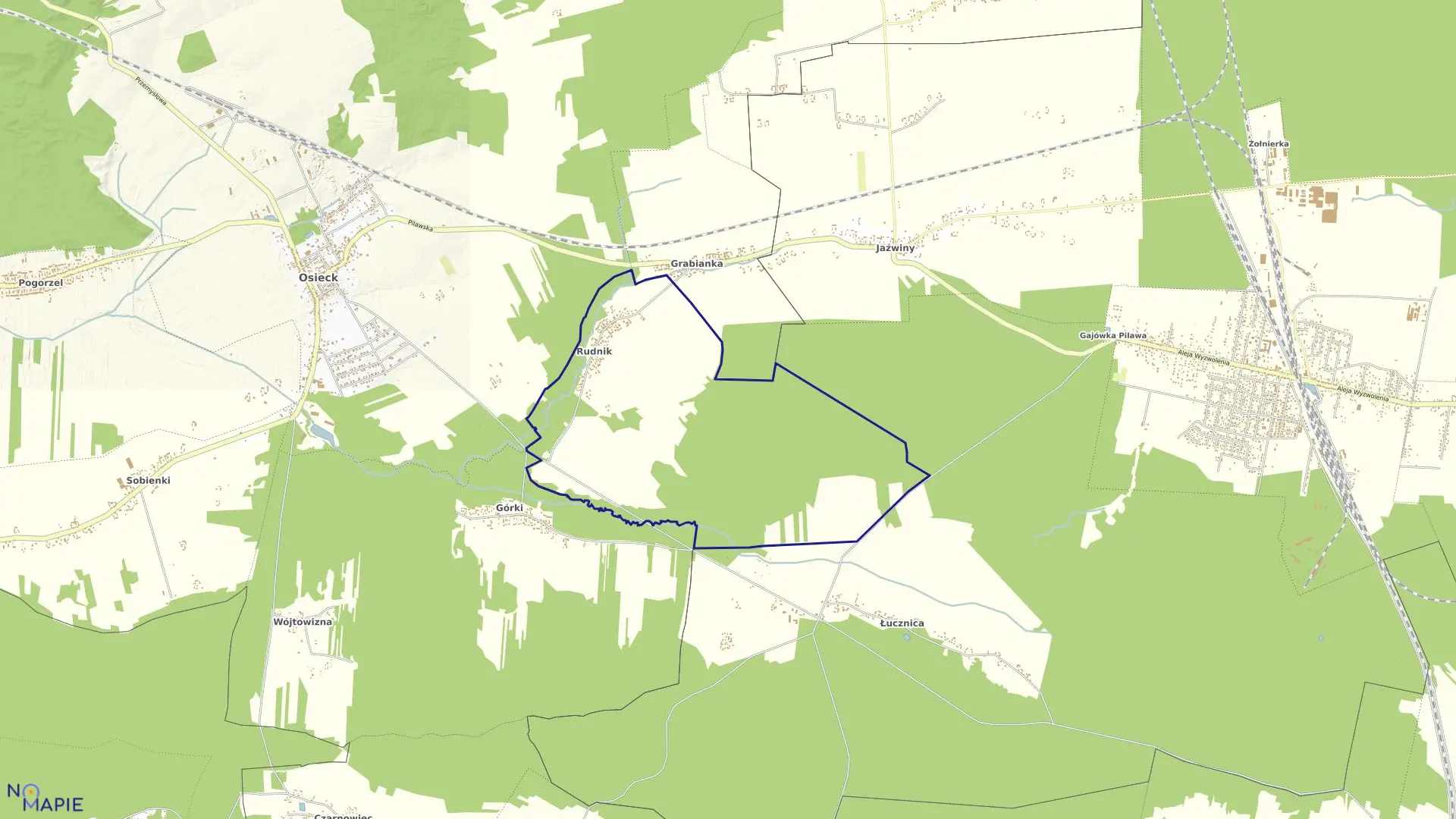 Mapa obrębu RUDNIK gmina Osieck