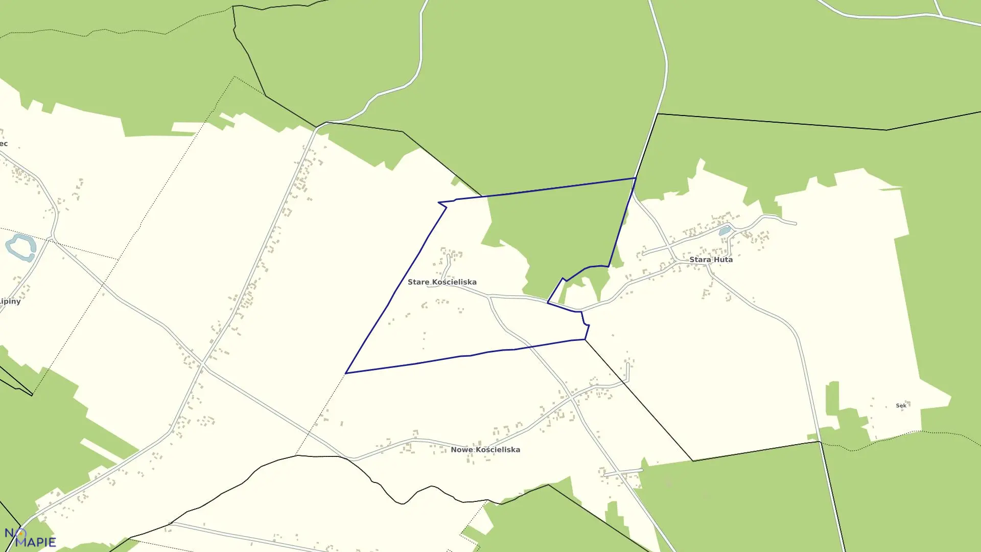 Mapa obrębu STARE KOŚCIELISKA gmina Osieck